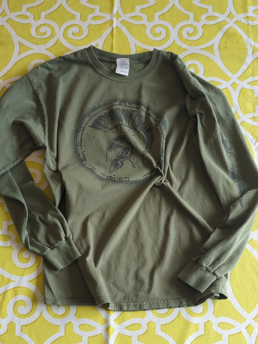 Men's Olive Green Long-Sleeve Graphic Shirt
